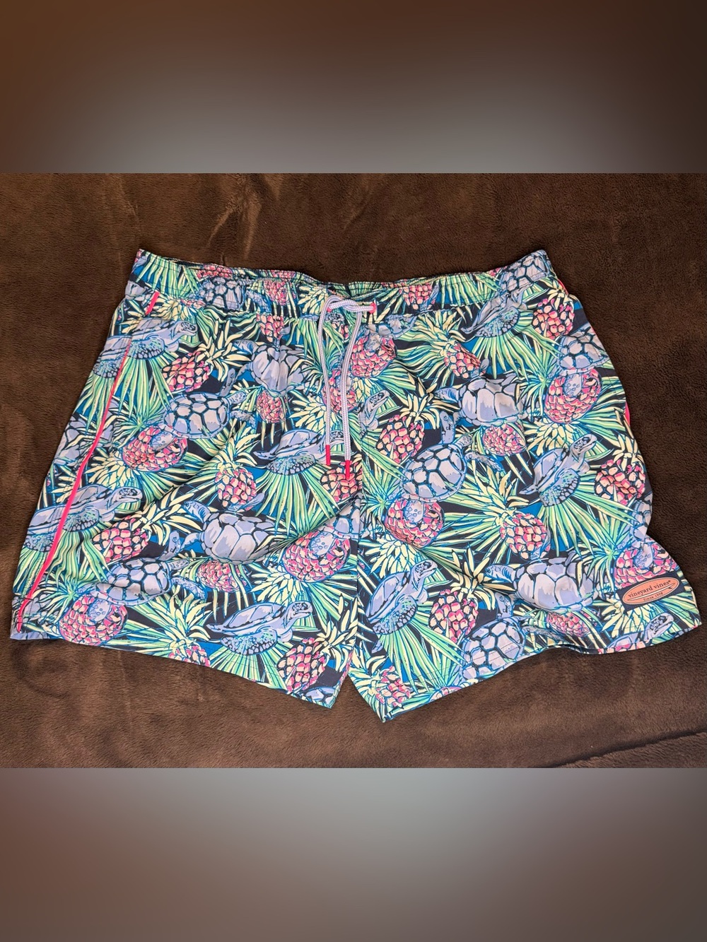 Vineyard Vines Men's Tropical Print Swim Shorts - Navy, Pink, Green